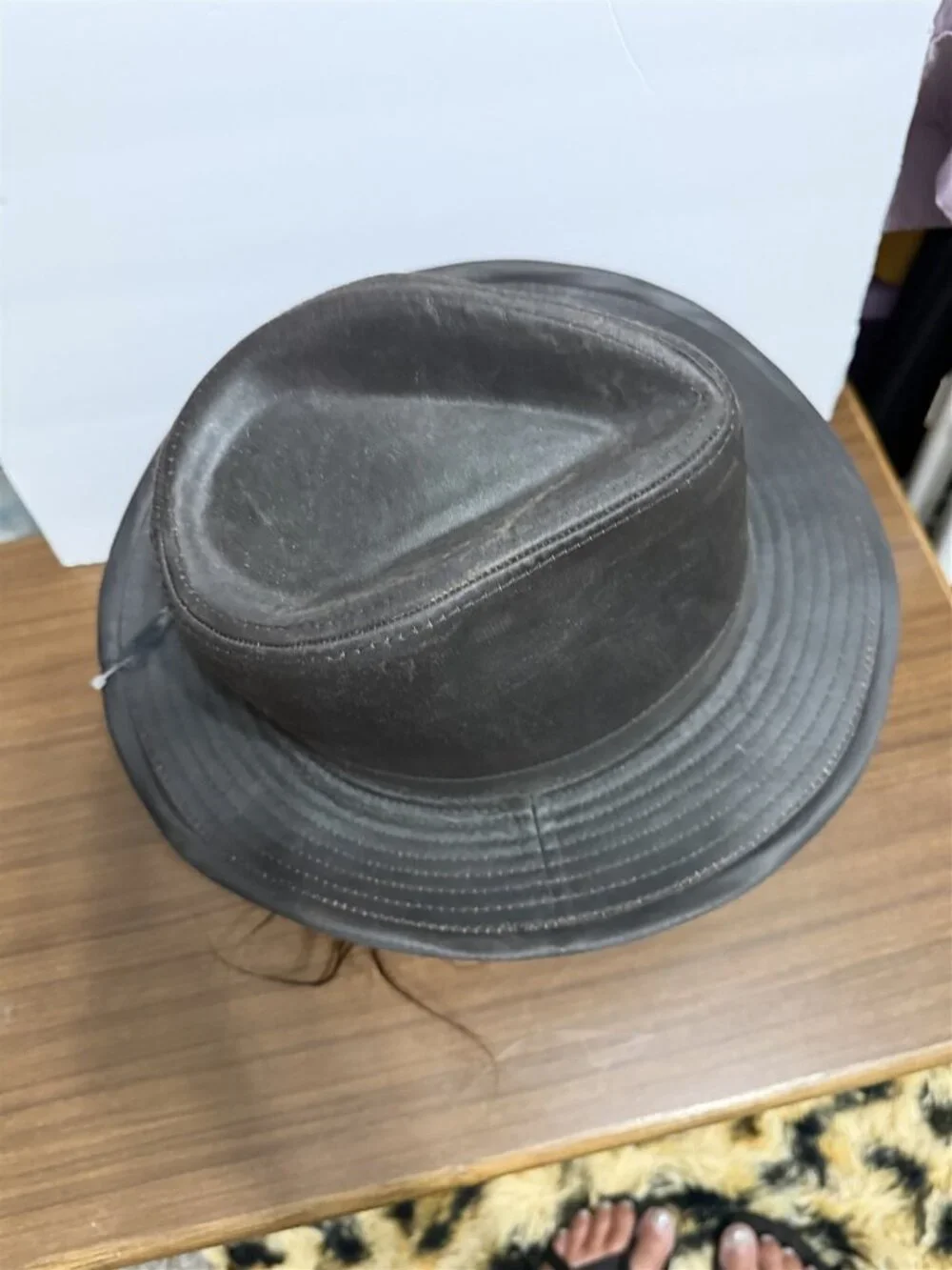 Dorfman Hat Co Mens Fedora Hat Weathered Cloth Brown Medium New